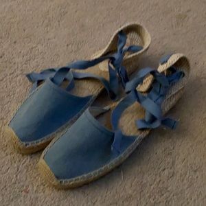 Soludos Lauren Espadrille Lace Up sandal light blue